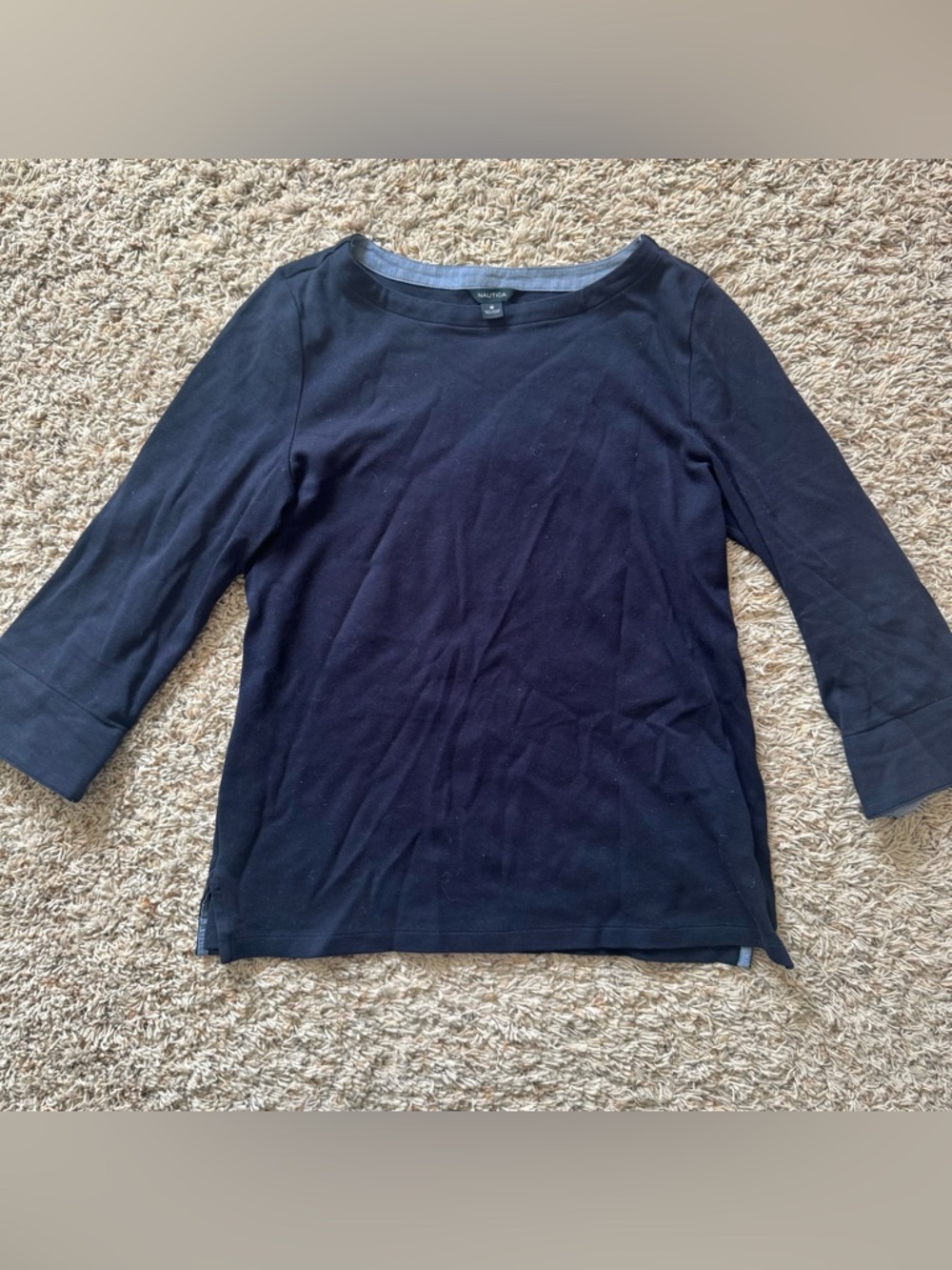Nautica - Women’s (M) Navy Blue 3/4 Long Sleeve Top Shirt